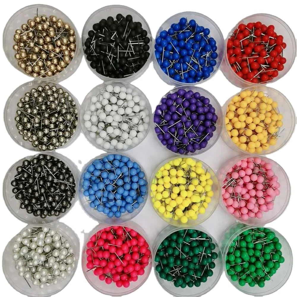 Round Head Map Pins Push Pins Ball Thumbtack Candy Color Pushpins Decorative Drawing Paper Thumbtack Custom Office Pins