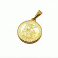 Olivia Round Gold St.Michael Miguel Pendant Biblical Archangel Necklace Charm Saint Miguel Stainless Steel Pendant