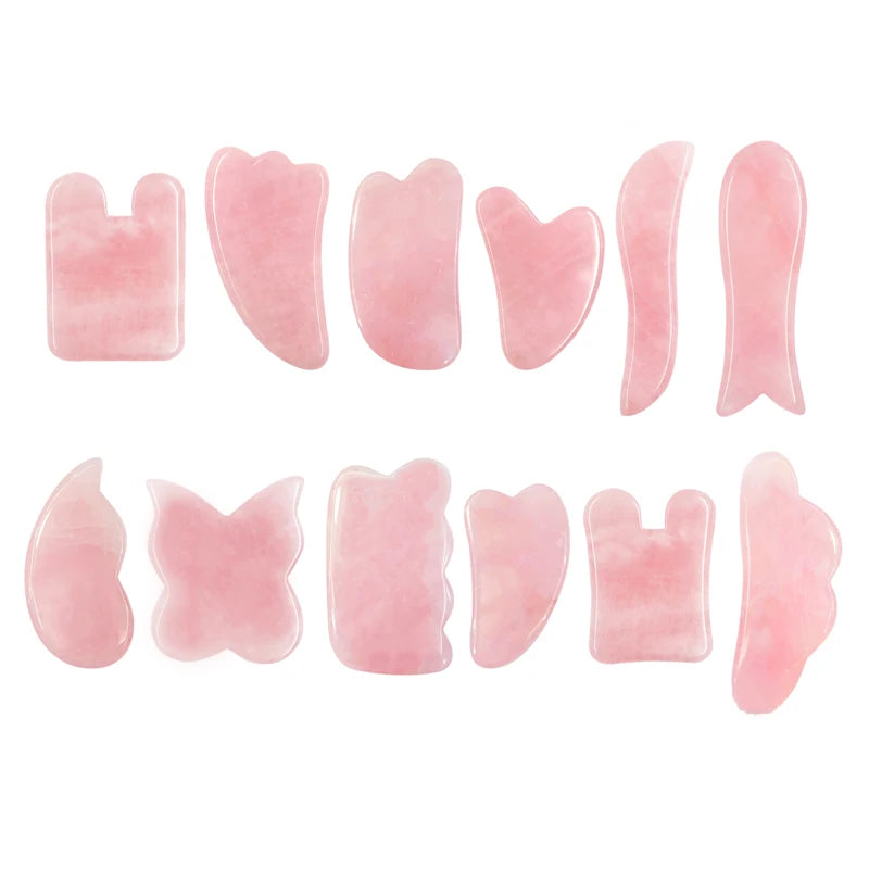 Rose Quartz Gua Sha Heart Shaped Scraping Tool Facial Beauty Natural Jade Rose Quartz Roller Massager for Face Skin Care