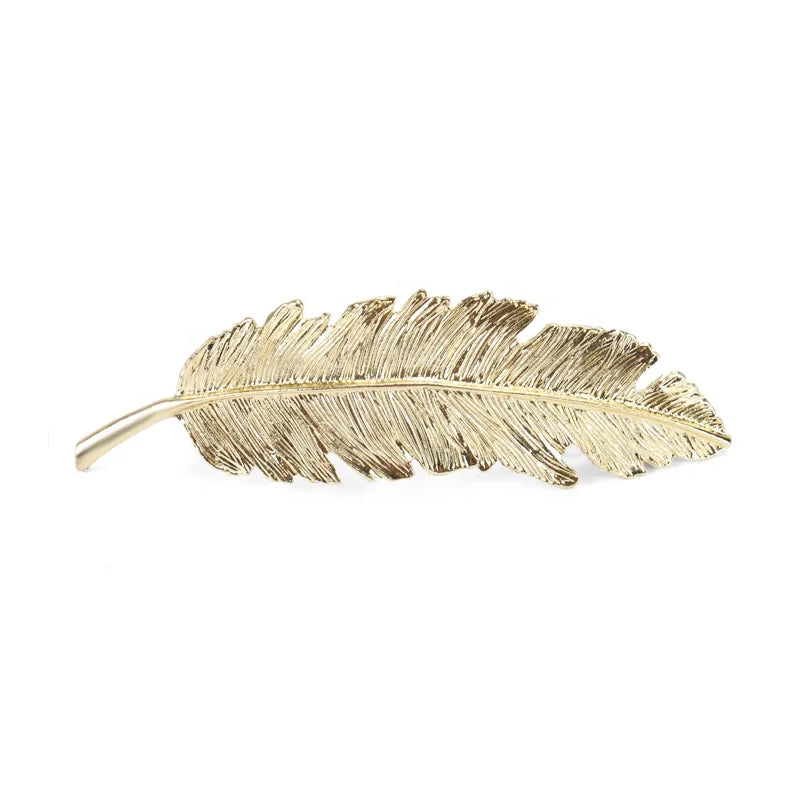 Gold Alloy Personality Feather Hair Clip Fashion Metal Hair Accessories for Girls