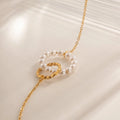 Minimalist Interlocking Pearl Necklace Non Tarnish Stainless Steel Twisted Ring Charm Necklace for Women