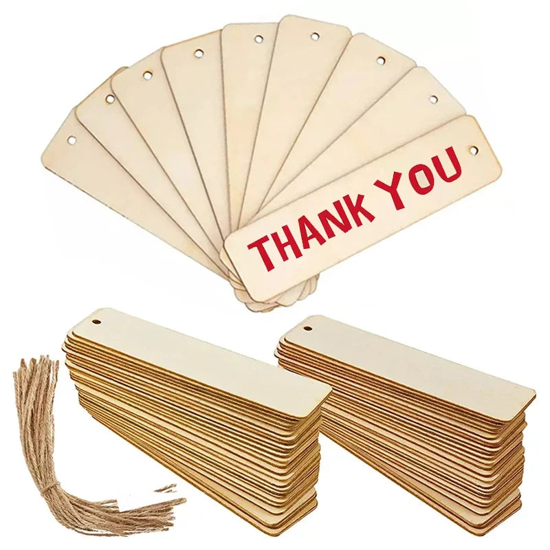 Craft Ornaments Hanging Tags Custom Printed Book Mark Bookmarks DIY Wood Rectangle Unfinished Wood Blank Wooden Decoration ZHE