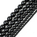Natural Black Onyx round Loose Beads Clear Quartz Stone for DIY Jewelry Making Handmade Bracelets-1mm Hole Diameter
