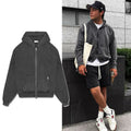 Hoodie Manufacturer Custom Design Logo Unisex Blank Full Face Zip Hoodies Wholesale Skull Acid Distress Vintage Zipped up Hoodie