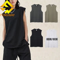100% Cotton Men's Tank Top Customized Fitness Graphic Design Oversized Loose Sleeveless Tees Long Length Blank Design