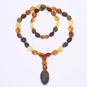 Free-shape Antique Copper Plated Amber Beaded Channel Set Choker Necklace Colorful Jewelry Gift for Women