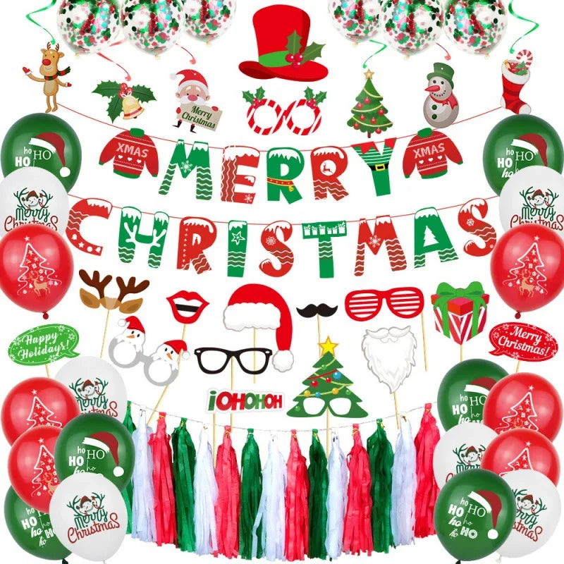 Custom Christmas Spiral Hanging Foil Banner Xmas Balloon Decoration Set for Party Decorations
