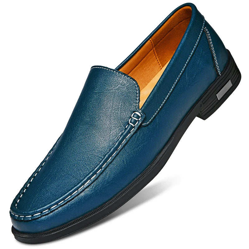 Genuine Leather Men's Retro Shoes Office Formal Slip-on Moccasins for Wedding Parties Breathable Mesh Lazy Loafers Driver Shoes