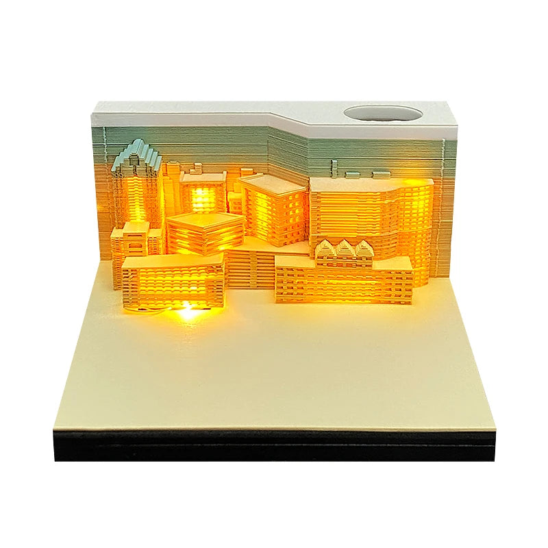 3D Memo Pad Custom Sticky Note City Night Building Note Pad Stationery Set for School Office Birthday Christmas Gift for Friend