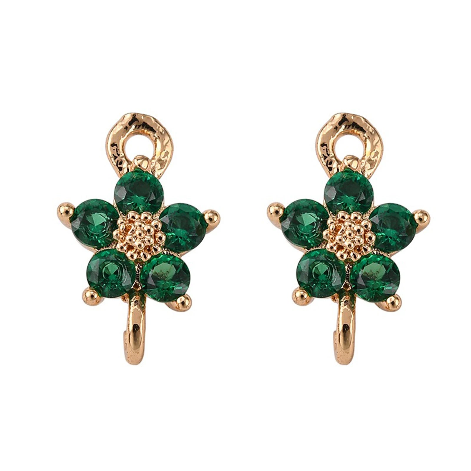 PandaHall 10pcs Brass Copper Zircons Flower Shape DIY Pendants and Jewelry Findings Components 18k Gold Plated