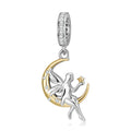 Mysterious Moon Elf Pendant Gold Plated Moon Authentic 925 Sterling Silver Beads for Women Jewelry Charm Bracelet Making Elegant