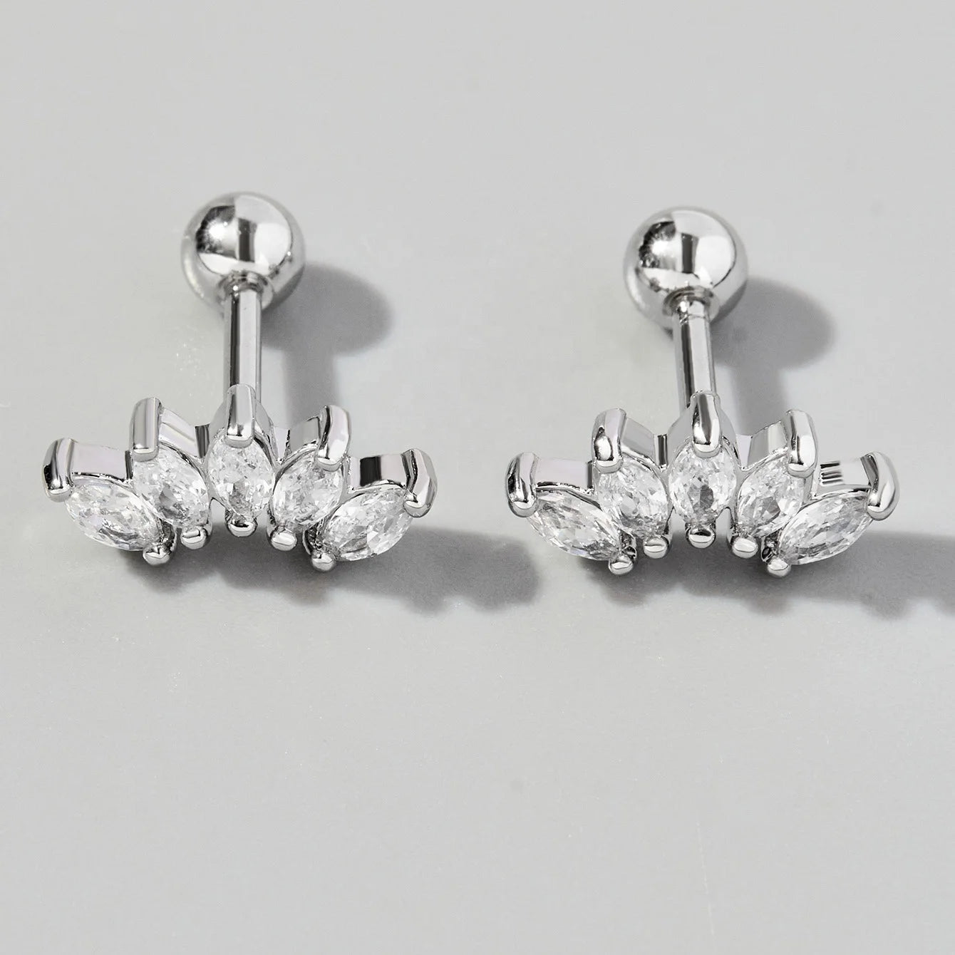 316L Surgical Stainless Steel Earrings Beautiful Silver Color Zirconia Gemstone Rhodium Gold for Bride Women Wedding Jewelry