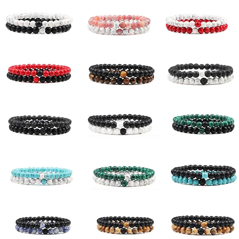 Colorful Double Layer Tiger Eye Stone Beaded Bracelet Natural Agate round Bead Stretch Bracelet for Christian Occasions