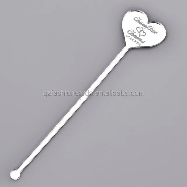 Custom Printed Heart Shape Drink Stir Stick Drink Stirrers Wedding