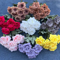 O-X931 Wholesale 9 Heads White Rose Faux Flower Bouquet Cheap Price Silk Rose Artificial Flowers Bundle for Wedding Decoration