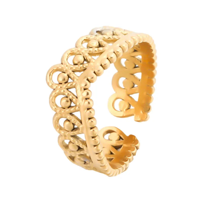 2026 New Women's Jewelry Classic Adjustable Stainless Steel Crown Rings for Daily Life Gift