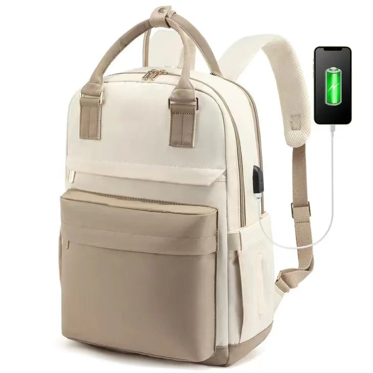 Women's Black Laptop Backpack with USB Waterproof College School & Travel Bookbag for Work Stylish Laptop Rucksack for Business