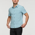 Factory Men's Lightweight Stretch Polyester Button up Shirts Short Sleeve Shirts With Chest Pocket