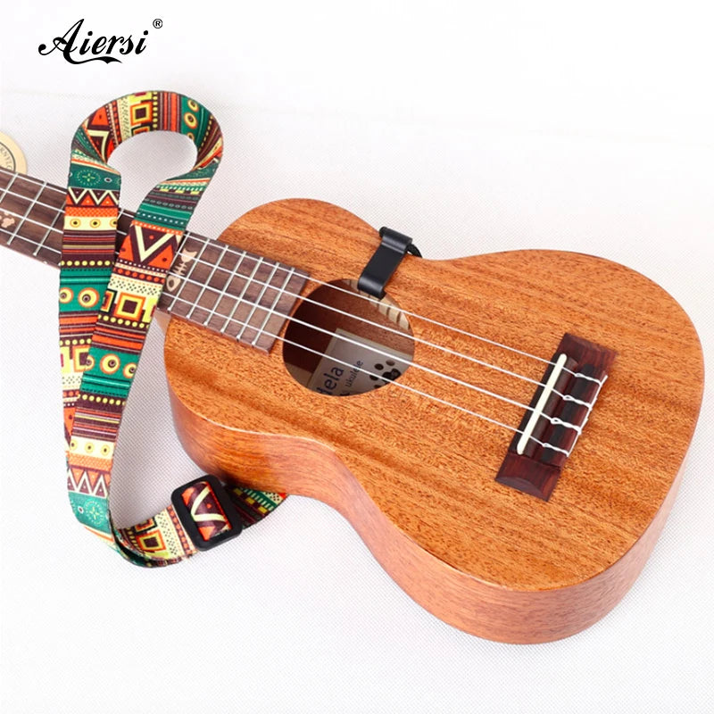 Aiersi Brand Adjustable Ukulele Strap with Hooker  Ukelele Belt Colour Pattern Custom Design Made in China Wholesale Cheap Price