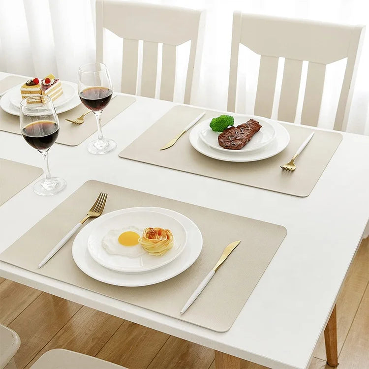 Home Office Decor Waterproof Heat Resistant Dinner Table Mat Vegan Recycled PU Leather Placemat