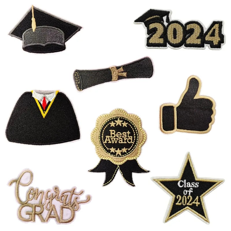 Iron on Embroidery Senior Year  Doctoral Cap Gown Patch