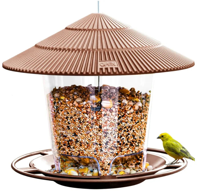 Outdoor Small Garden Eco-Friendly Square Bird Feeder Waterproof Adjustable for House Hanging Plastic Rabbit Box Packing