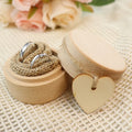 Eco Friendly Custom Carved Logo Engagement Ringbox Round Wedding Double Recyclable Jewelry Wooden Ring Box