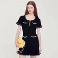 2024 Spring New Fashion Ladies Office Wear Button Waist Lantern Sleeveless Mini Dress Women