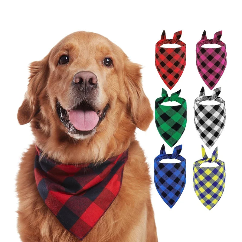 Pet Accessory Plaid Bibs Scarf Triangle Dog Scarf Buffalo Plaid Scarf for Dogs Cats Pet Dog Bandana Custom