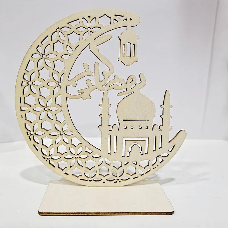Eid Ramadan Wooden Craft Ornament Muslim Islam Gift Eid Mubarak Ramadan Home Room Decoration Gift