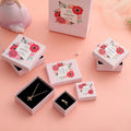 Pink Floral Printed Necklace Earring Boxes Fashion Jewelry Paper Gift Box with Velvet Sponge Featuring Matt Lamination Embossing
