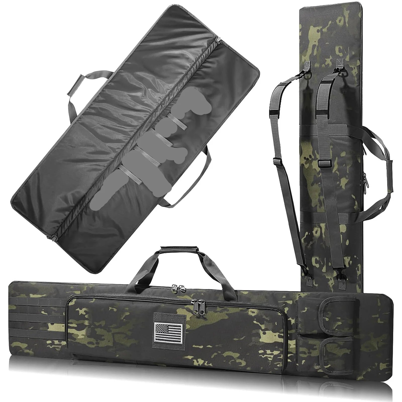 47'' Tactical Double Gun Case Heavy-Duty Range Bag for Long Gun Waterproof Shooting Range Transport with Lockable Zipper