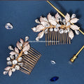Wholesale Beautiful Bridal Wedding Gold Metal Leaves With Jewelry Gem Comb for Bride Hair Decoration