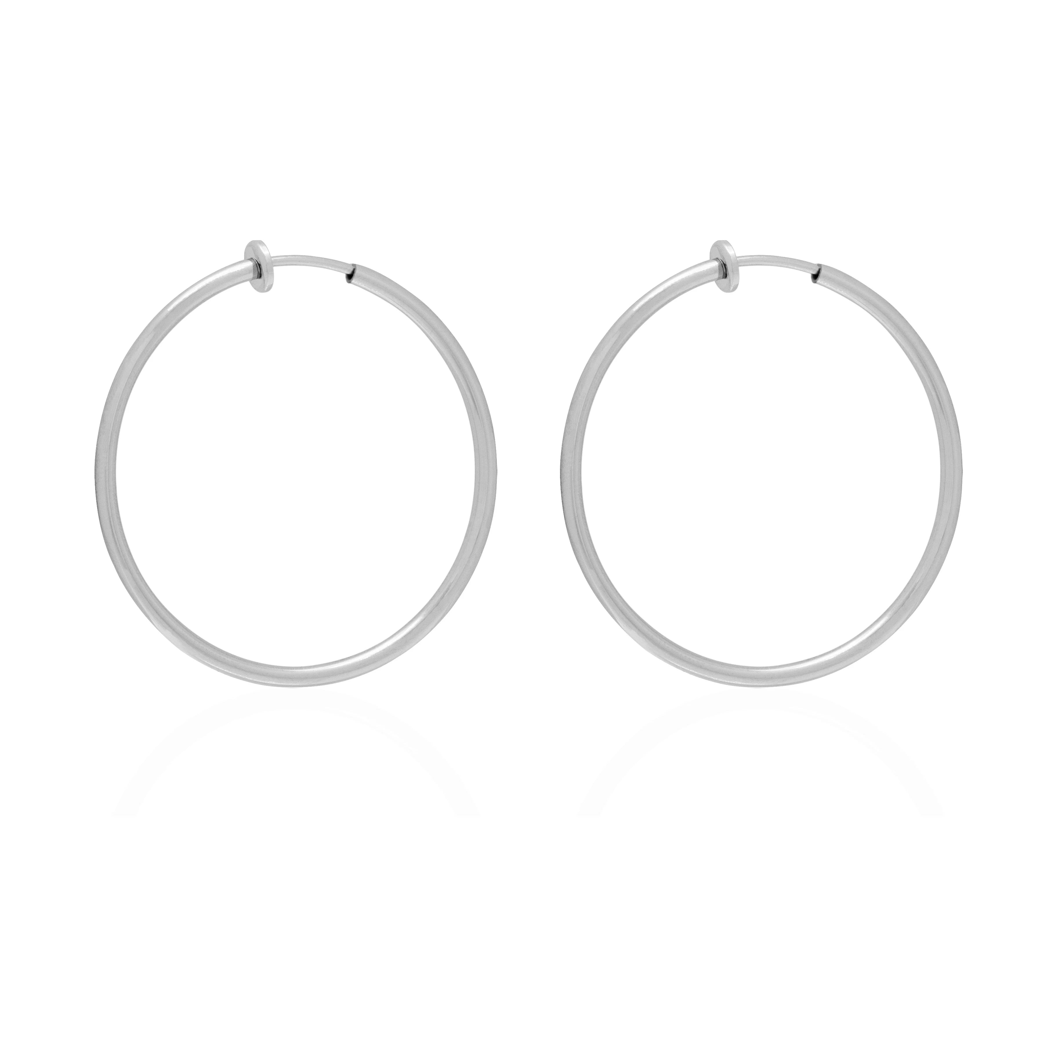 Kirin Trendy Rhodium Plated 925 Sterling Silver Non-Tarnish Large Hoop Earrings for Wedding & Party Gifts