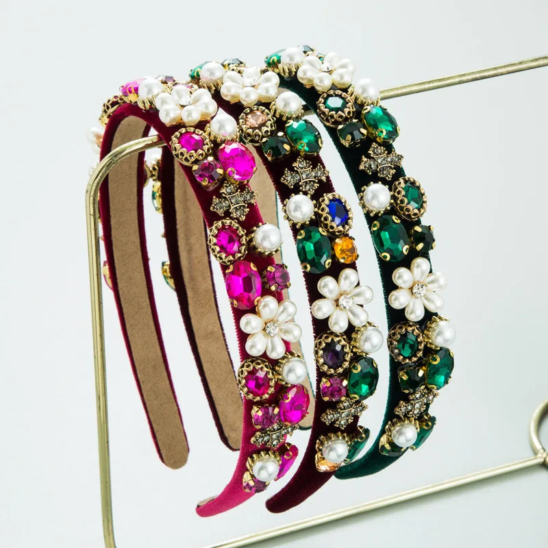 New Arrival Fashion Women Bride Accessories Elegant Baroque Pearl Hairband Crystal Headbands for Women