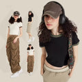 Wholesale Custom Cotton Sexy Casual Acid Wash Retro Embroidery Print Short Navel Cropped Crop Tops for Women Crop Top T-shirt