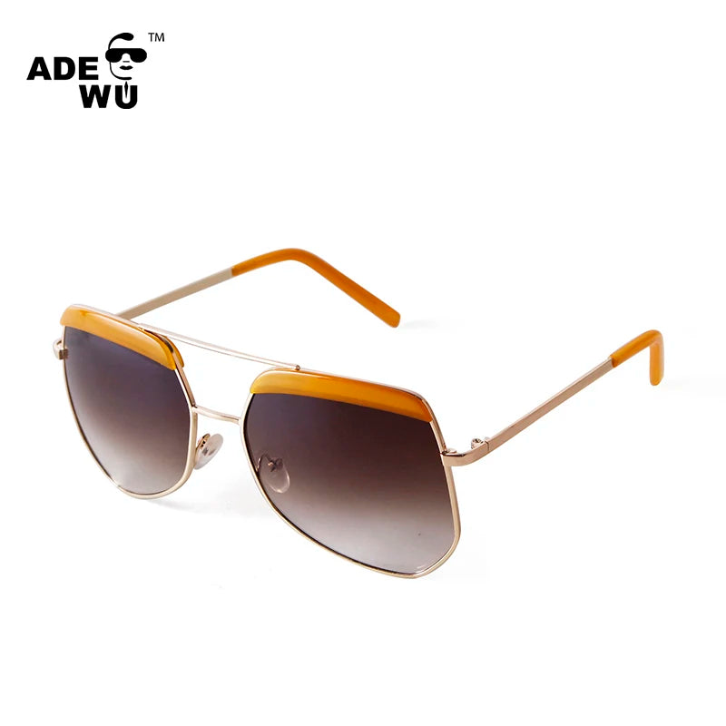 ADE WU STY1140571 Fashion Retro Oversized Frame Sunglasses Men Women Double Beam Metal Sun Glasses Unique Large pilot Shades UV