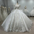 For Jancember XS110 Modern Wedding Ball Gown for Women Empire V-Neck Rhinestone Puffy Long Skirt Chapel Train Decorated Lace Cry