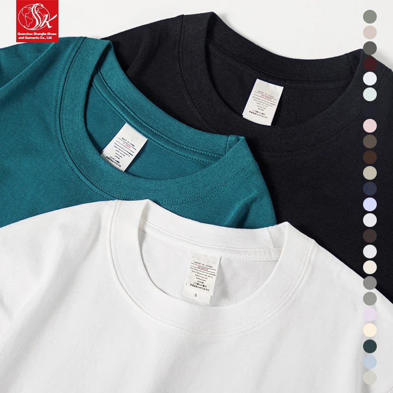 SK 230G Custom Your Brand Logo 100% Cotton Tshirt Blank Men T Shirt Plain Casual Men's T-shirts