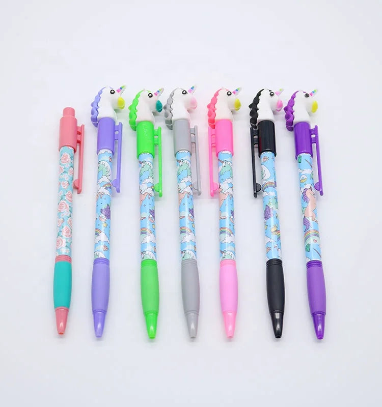 Promotional Color Retractable Cute unicorn Pen Set