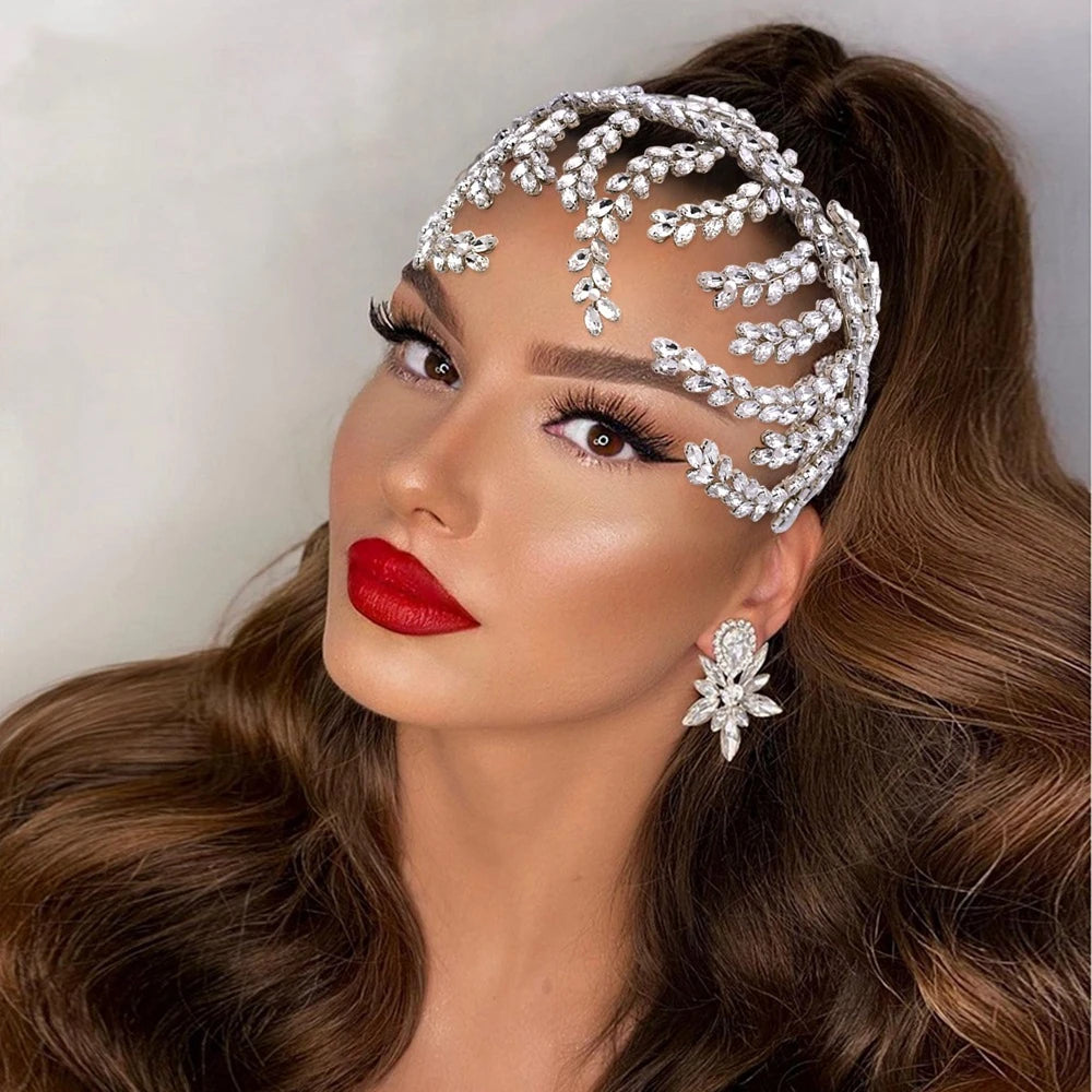 GENYA Irregular Wedding Headband Crystal Bridal Headpieces for Bride Flower Hair Accessories 2024