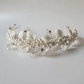 SLBRIDAL Handmade Ins Style Luxury Rhinestone Crystal Porcelain Flower Bridal Tiara Wedding Bridesmaids Crown Women Hair Jewelry