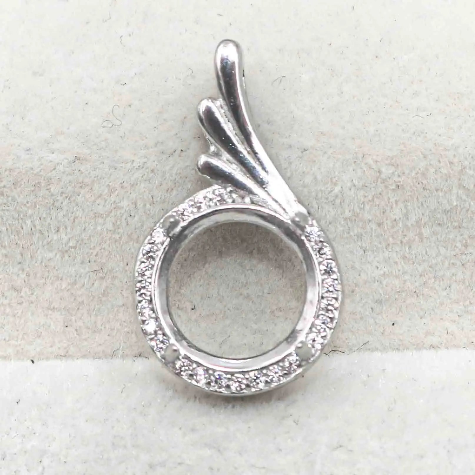 Sterling Silver 10*10 Semi Mount Pendant Empty Frame Blank Support Setting S925 Base Holder Without Center Stone for DIY Inlay