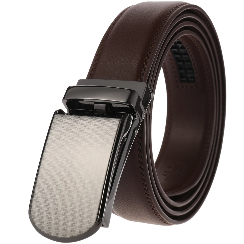 LY33-22341-1  3.0CM Men's Cowhide Belt Trousers Belt With Automatic Buckle