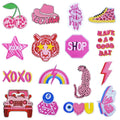 Wholesale Small Embroidery Iron on Patches Bags Jeans Clothing Diy Embroidered Letter XOXO Pink Tiger Patch for Gril Women Hat