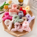 Women Winter Hairpins 9cm Korean Faux Fur Wrapped Cross Plastic Hair Claw Clip Wholesale Velvet Hair Barrettes Plush Decorative
