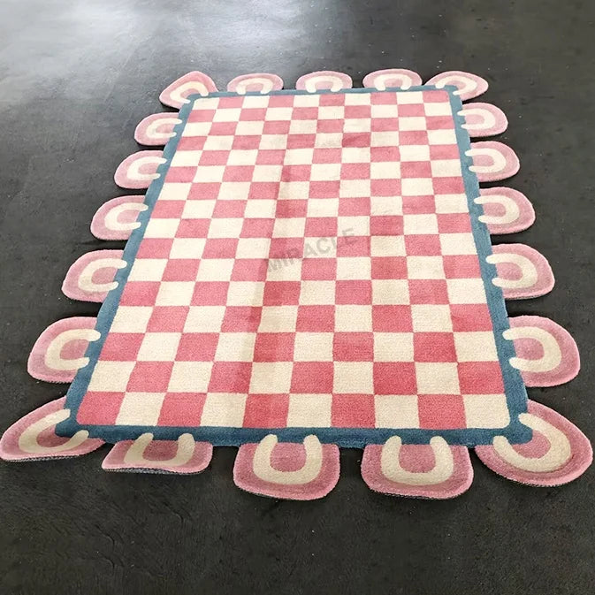Bohemian Moroccan Tufted Carpet Industrial Style Mosaic Carpets and Rugs Checkerboard Area Rug for Home Entrance Luxury