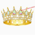 Share Zirconia Fashion Large Gold Kings Baroque Tiara Crown for Pageant