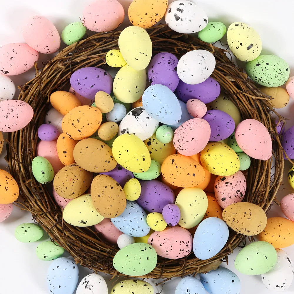 Hot-selling Easter Egg DIY Color Foam Egg for Easter Day Garland Decor Spot Pigeon Simulation Egg Easter Decorations