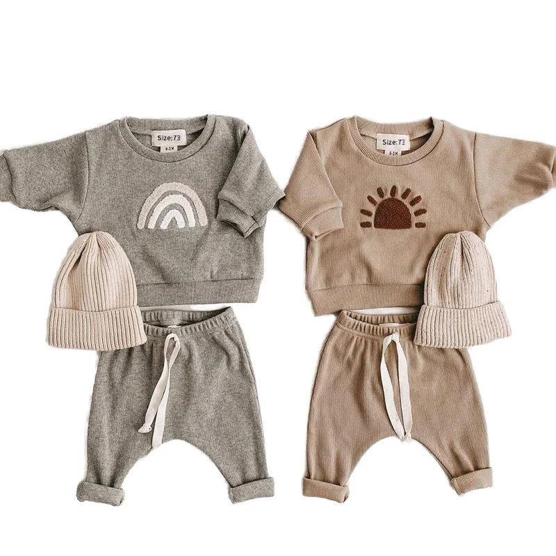 Fashion Kids Clothes Set Toddler Baby Boy Girl Pattern Casual Tops + Child Loose Trousers 2pcs Baby Boy Designer Clothing Outfit